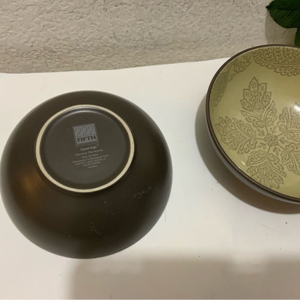 222 FIFTH PTS INTERNATIONAL CHANDI SAGE CEREAL BOWLS 6 5/8" SET OF 2 G7 - Picture 3 of 6